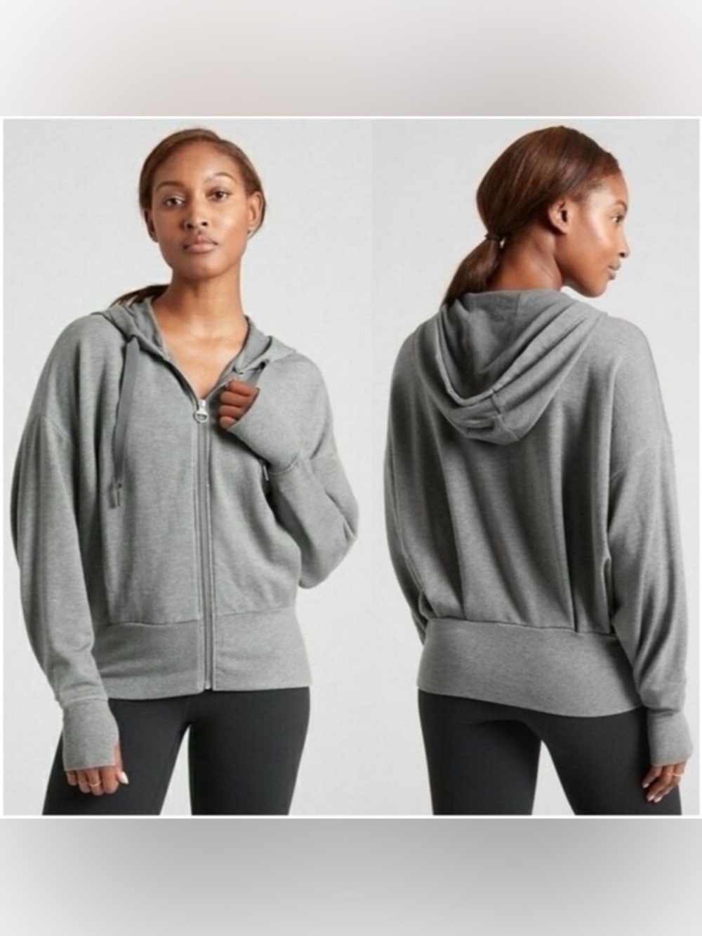 Athleta Lightweight Full-Zip Hoodie in Gray